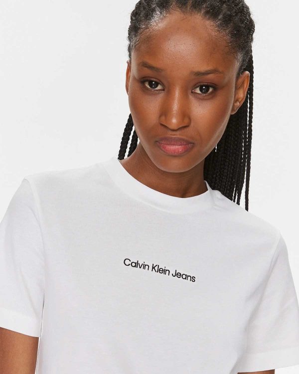 Calvin Klein Straight Bisiklet Yaka Tshirt Discount