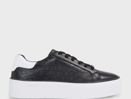 Calvin Klein Deri Platform Lace Up Sneakers Hot on Sale